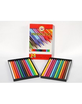 Creioane colorate PROGRESSO, fara lemn, 24 culori/set KOH-I-NOOR