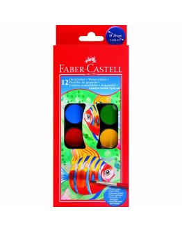 Acuarele 12 culori+Pensula 24mm Faber-Castell 